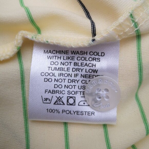 Tabasco Sport O32 Dry Men's Size Large Yellow Blue & Green Striped Polo - Picture 5 of 8